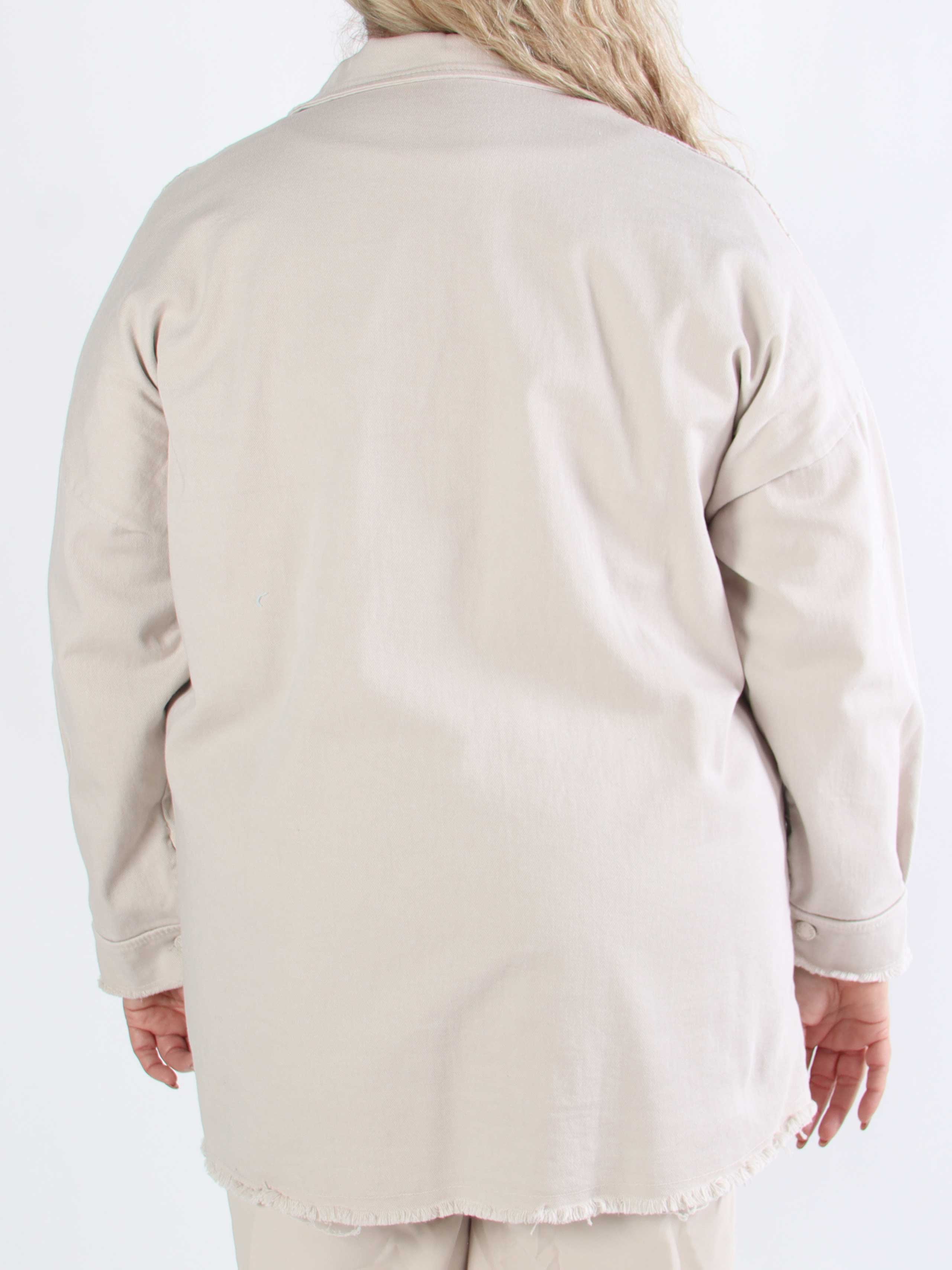 Scarlett - Plus size denimjakke med blonde på skuldrene